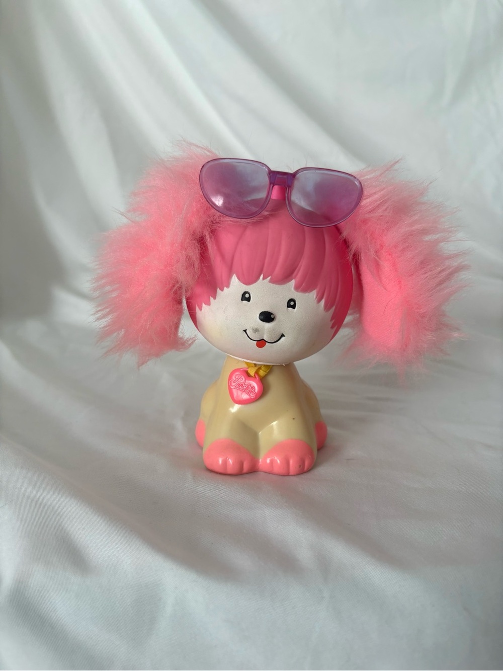 Vintage 80s poochie figurine stamper plastic toy dog puppy nostalgic pink